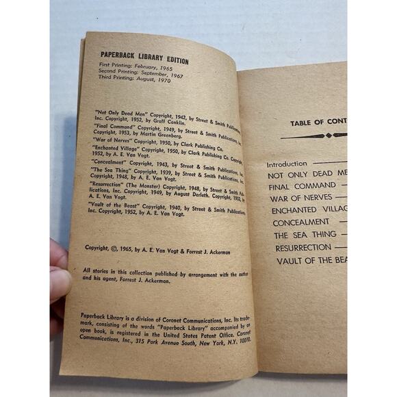 Science Fiction Monsters, A.E. Van Vogt pb/3rd print/1970/Paperback Library VTG - Picture 3 of 7